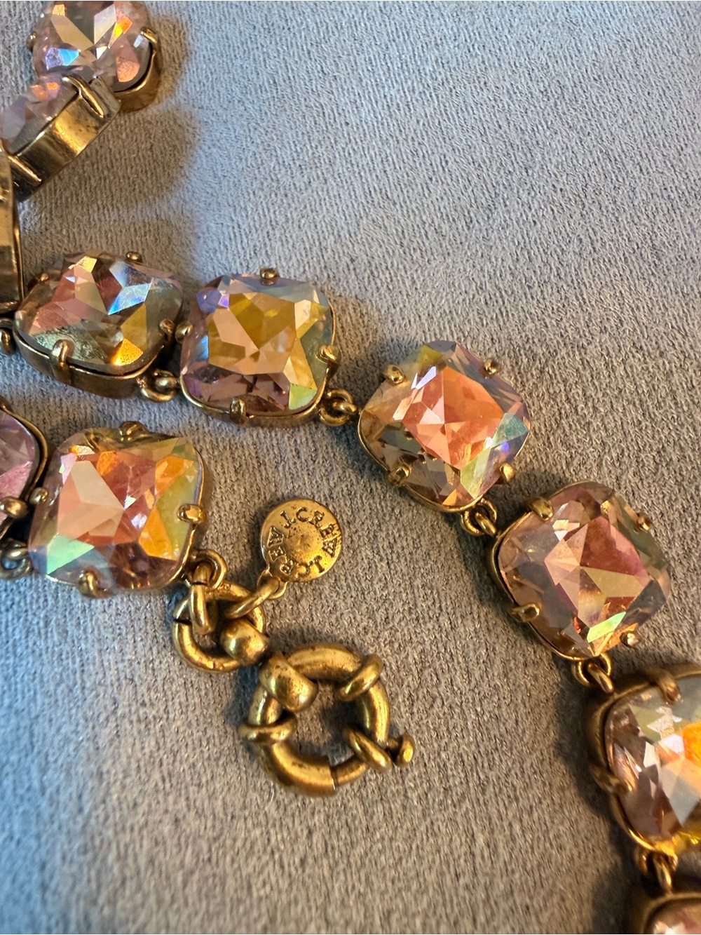 J Crew Aurora Borealis Swarovski Crystal Dot Gold Martha Tennis Necklace